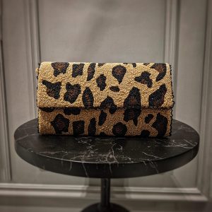 Wild Luxe Leopard Beaded Clutch Bag