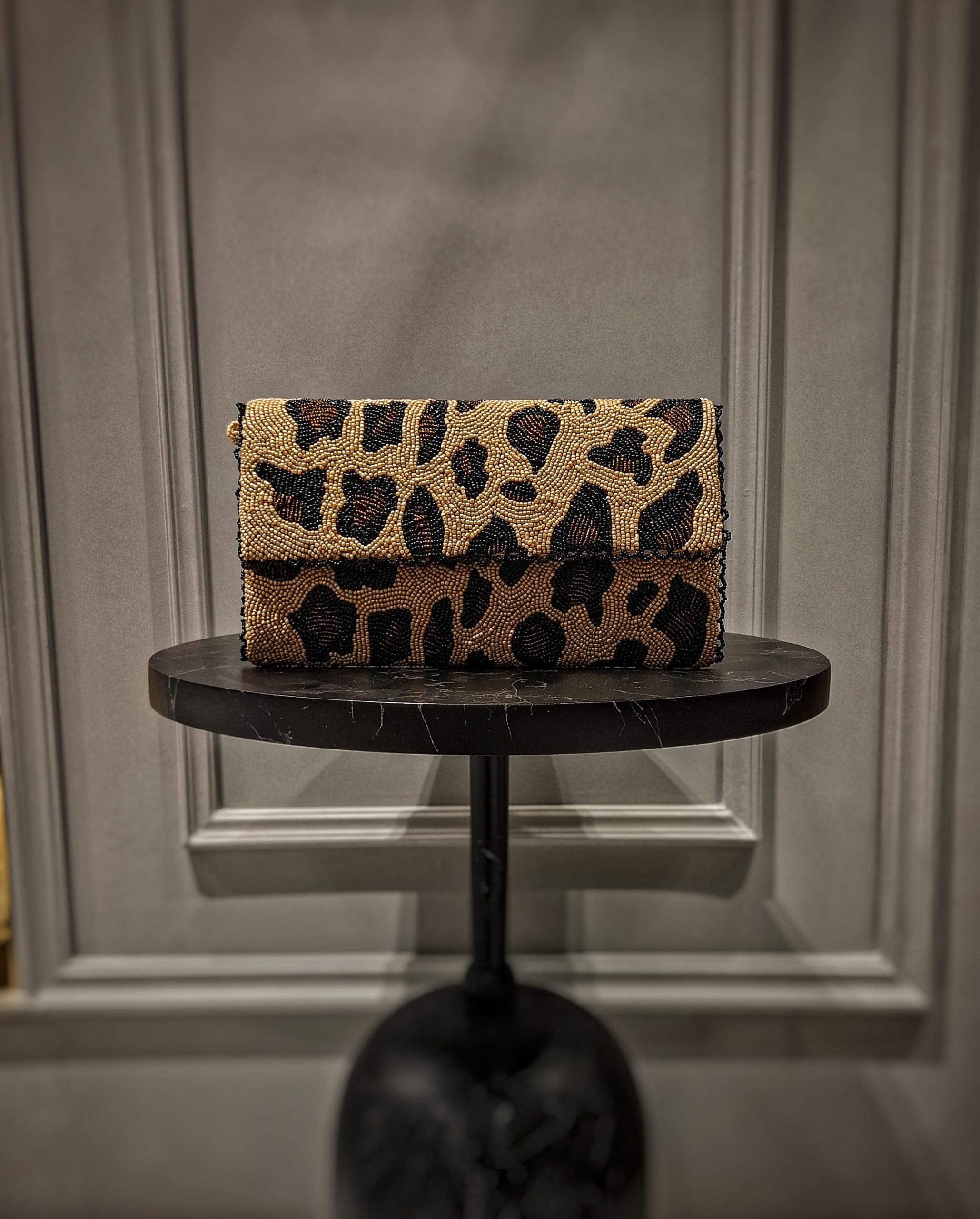 Wild Luxe Leopard Beaded Clutch Bag - Image 5