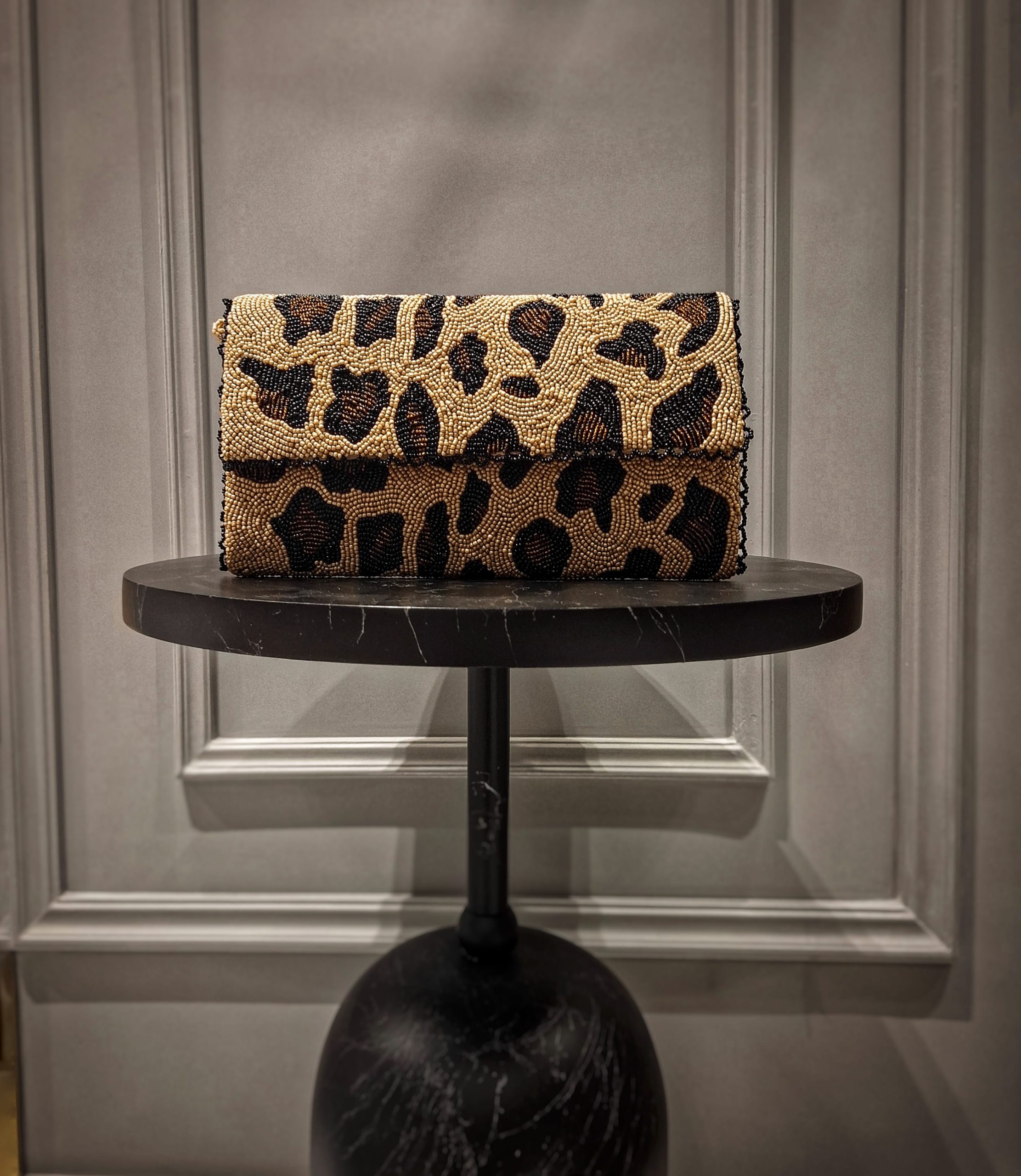 Wild Luxe Leopard Beaded Clutch Bag - Image 2