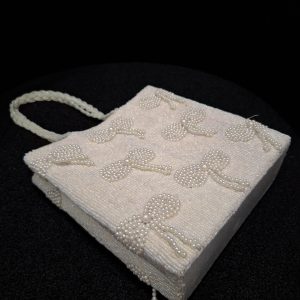 Elegant Pearl Beaded Bow Clutch Bag – Luxury Bridal & Party Handbag