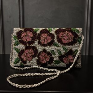 Hand-Beaded Floral Crossbody Bag – Elegant Embroidered Shoulder Bag for Women